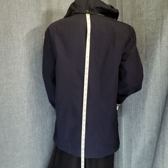 MACKINTOSH New England Rain Wind Breaker Jacket Removable Hood Navy Women's S - Picture 8 of 16